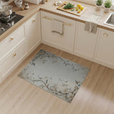 Delicate White Blossom Vine Beige Area Rug