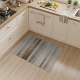 Distressed Beige Grey Striped Area Rug