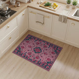 Vintage Pink Rose Medallion Rug