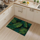 Vibrant Green Monstera Palm Leaf Area Rug