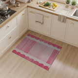 Ombre Pink Scalloped Edge Striped Area Rug