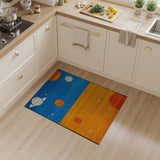 Cosmic Planets Kids Area Rug in Blue Orange