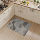 Abstract Area Grey Abstract Wavy Grey Area Rug