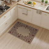 Traditional Persian Beige and Neutral Ornate Floral Border Beige Area Rug