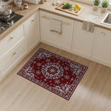 Red Festive Red Snowflake Holly Area Rug