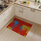 Bold Red Abstract Handprint Area Rug