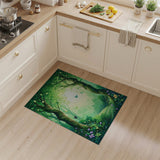 ODIKA Enchanted Forest Washable Area Rug - Non-Slip Low Pile Nature Carpet for Kids & Pets