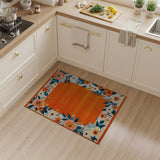 Vibrant Orange Floral Border Area Rug