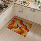 Vibrant Wavy Orange Abstract Area Rug