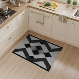 Black White Geometric Chevron Area Rug