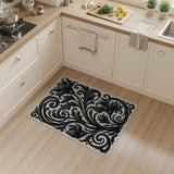 Ornate Black Lily Floral Area Rug