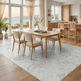 Grey Swirl Wave Area Rug