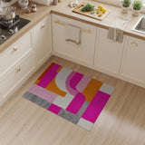 Vibrant Geometric Pink Orange Shag Area Rug