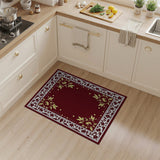 Ornate Maroon Floral Border Area Rug