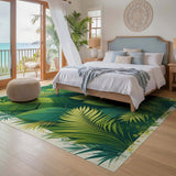 ODIKA Tropical Banana Leaf Washable Rug - Low Pile Non-Slip Botanical Area Rug