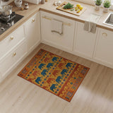 Terracotta Teal Elephant Heritage Area Rug