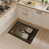 ODIKA Celtic Tree of Life Washable Area Rug - Vintage Earth Tone Low Pile Non-Slip Rug