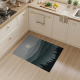 Moonlit Misty Mountains Pine Forest Rug