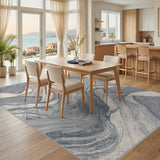 Blue Marble Swirl Abstract Area Rug
