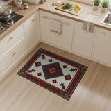 Southwestern Red Green Geometric Diamond Rug