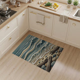 Ocean Waves Driftwood Blue Teal Coastal Rug