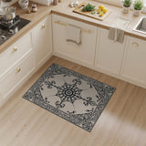 Beige and Neutral Ornate Floral Mandala Beige Area Rug