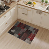 Geometric Patchwork Grey Red Area Rug