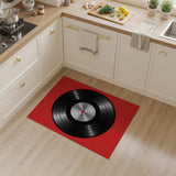 Retro Vinyl Record Red Area Rug