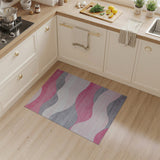 Pink Wavy Pink Grey Abstract Area Rug