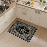 Elegant Black Gold Floral Medallion Area Rug