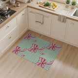 Whimsical Pink Bows on Mint Polka Dot Area Rug