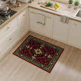 Ornate Red Floral Persian Area Rug with Gold Border
