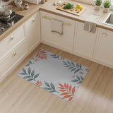 Grey Coral Leaf Frame Area Rug