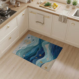 Blue Teal Ocean Waves Starfish Coastal Rug