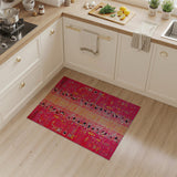 Vibrant Red Heritage Tribal Geometric Rug