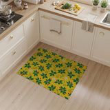 Festive Yellow Holly Berry Snowflake Area Rug