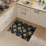 Distressed Navy Arabesque Lattice Area Rug
