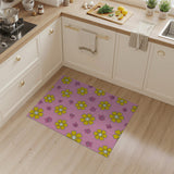 Playful Pink Yellow Floral Area Rug