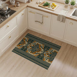 Orange Teal Geometric Tribal Area Rug