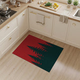 Bold Red Evergreen Forest Silhouette Area Rug