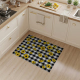 Yellow Sunflower Black White Gingham Area Rug