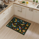 Vibrant Embroidered Birds Floral Area Rug