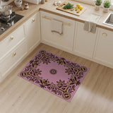 Opulent Pink Gold Floral Ornate Border Rug