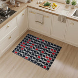 Modern Black Grey Red Checkered Area Rug
