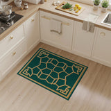Emerald Green Gold Lattice Geometric Area Rug