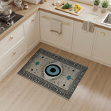 Evil Eye Tribal Area Rug in Teal and Beige