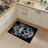 White Rose Crown Skull Area Rug