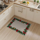 Festive Evergreen Wreath Border Area Rug