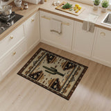 Southwestern Cactus Area Rug in Brown Tan