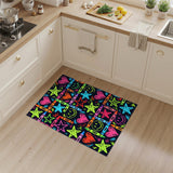 Neon Kids Doodle Stars Hearts Area Rug